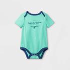 Baby Boys' 'happy Handsome Huggable' Short Sleeve Bodysuit - Cat & Jack Mint Newborn, Green