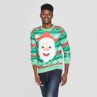 Mad Engine Men's Ugly Holiday Googly Eye Santa Sweatshirt - Green