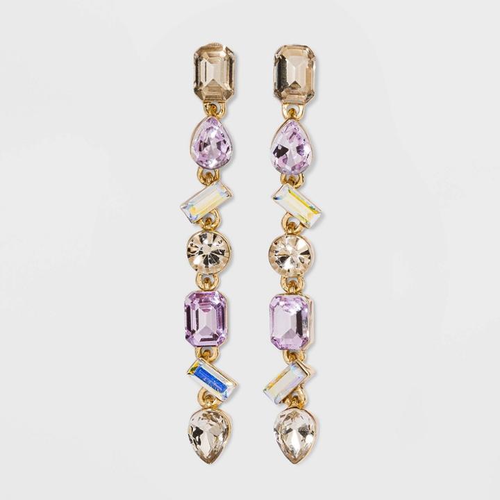 Iridescent Mulit-crystal Glass Drop Earrings - A New Day , Women's,