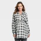 Long Sleeve Collared Classic Woven Popover Maternity Shirt - Isabel Maternity By Ingrid & Isabel White Plaid
