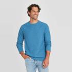 Men's Standard Fit Long Sleeve Textured Crew Neck T-shirt - Goodfellow & Co Blue