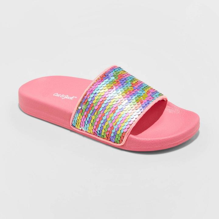 Girls' Jazz Flip Sequin Slide Sandals - Cat & Jack S, Size: Small,