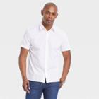 Men's Short Sleeve Woven Novelty Button-down Shirt - Goodfellow & Co White