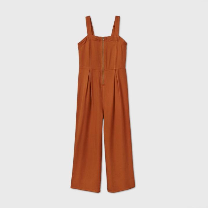 Girls' Zip-front Utility Jumpsuit - Art Class Brown