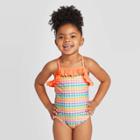 Toddler Girls' Rainbow One Piece Swimsuits - Cat & Jack Moxie Peach 18m, Toddler Girl's, Pink