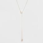 Circle Pull Thru And Stone Drop Long Necklace - A New Day Rose Gold