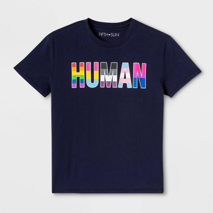 Fifth Sun Pride Gender Inclusive Junior's Human T-shirt - Navy