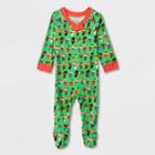Baby Multi Santa Print Matching Family Footed Pajama - Wondershop Green
