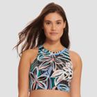 Women's Slimming Control High Neck Bikini Swim Top - Beach Betty By Miracle Brands L, Multi Color Floral