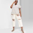 Women's Plus Size Striped Short Sleeve Woven Pullover - Wild Fable 4x,