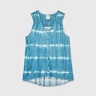 Women's Sleeveless Tie-dye Button-front Blouse - Knox Rose Blue