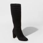 Women's Brandee Microsuede Heeled Riding Boots - A New Day Black