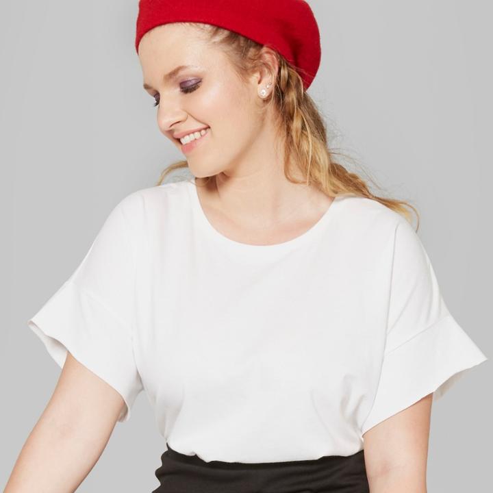 Women's Plus Size Short Sleeve Crew Neck Dolman Oversized T-shirt - Wild Fable White
