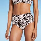 Women's High Leg High Waist Medium Coverage Bikini Bottom - Kona Sol Animal Print