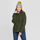 Women's Long Sleeve Cable Detail Pullover - Universal Thread Olive (green)