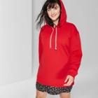 Women's Plus Size Hooded Tunic Sweatshirt - Wild Fable Red