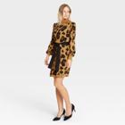 Women's Leopard Print Balloon Long Sleeve Sweater Dress - Who What Wear Brown
