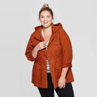 Women's Plus Size Utility Anorak Jacket With Removable Hood - Ava & Viv Rust (red)