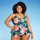 Kona Sol Women's Plus Size Ring Back Detail Tankini Top - Kona