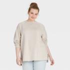 Women's Plus Size Fleece Tunic Sweatshirt - Universal Thread Cream