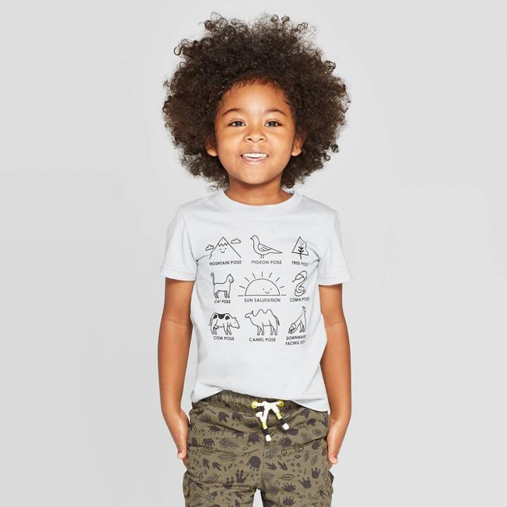 Toddler Boys' Yoga Poses Graphic T-shirt - Cat & Jack Gray