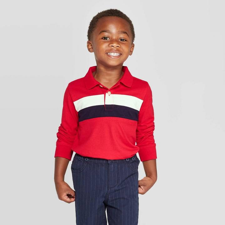 Oshkosh B'gosh Toddler Boys' Long Sleeve Stripe T-shirt - Red 12m, Toddler Boy's