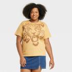 Modern Lux Women's Plus Size Atticus Poetry Stay Wild Short Sleeve Graphic T-shirt - Yellow
