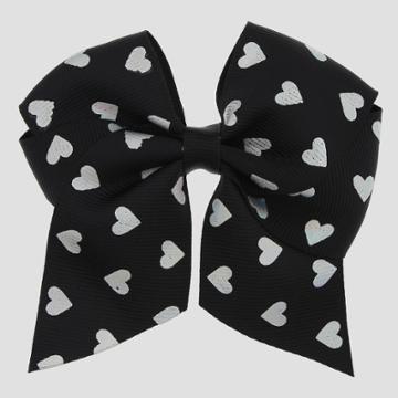 Girls' Bow With Silver Foil Print Hearts Clip - Cat & Jack Black