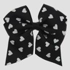 Girls' Bow With Silver Foil Print Hearts Clip - Cat & Jack Black