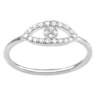 Journee Collection 1/5 Ct. T.w. Round-cut Cubic Zirconia Evil Eye Pave Set Ring In Sterling Silver - Silver,