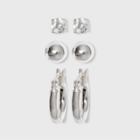 Sterling Cubic Zirconia Silver Ball Studs And Hoop Trio Earring Set - A New Day