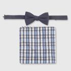 Men's Bowtie And Check Pocket Square Set - Goodfellow & Co Federal Blue