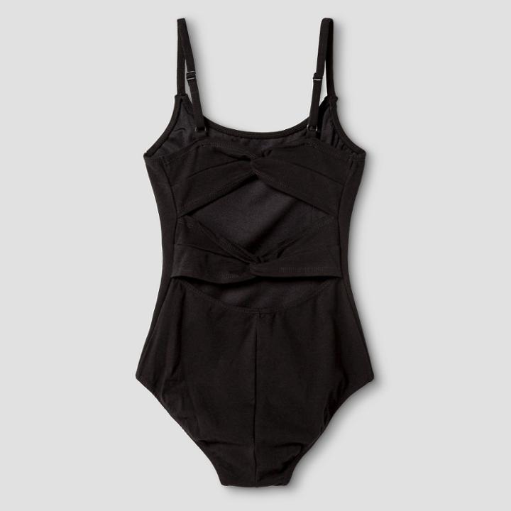 Danshuz Girls' Camisole Tank Leotard With Twist Back - Black