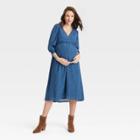 The Nines By Hatch 3/4 Sleeve Maternity Dress Blue Floral