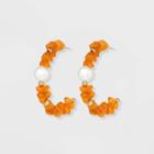 Beaded Pearl Hoop Earrings - A New Day Orange