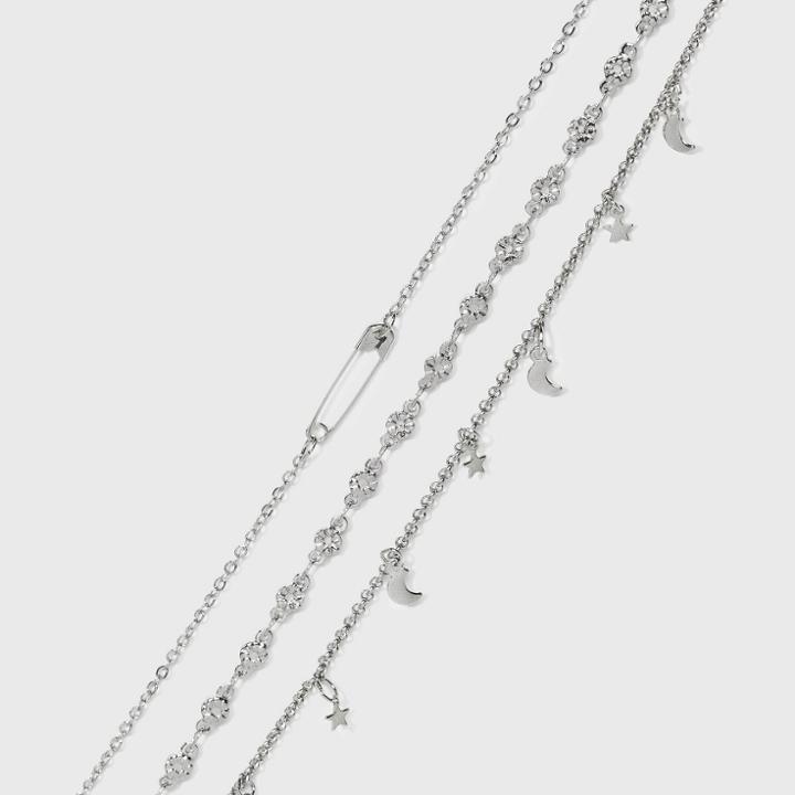 Imitation Rhodium Multipack Anklet - Wild Fable