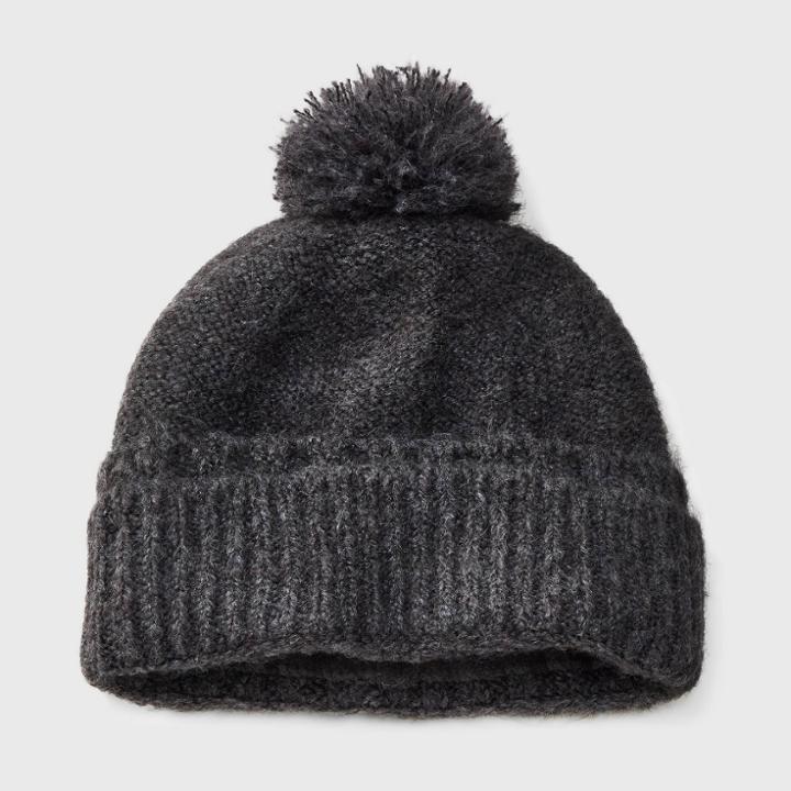 Women's Cuffed Beanie With Pom - Universal Thread Black