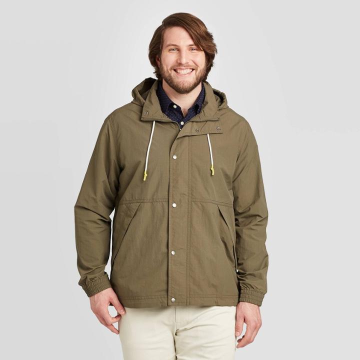 Men's Tall Casual Fit Vintage Windbreaker Jacket - Goodfellow & Co Olive Green