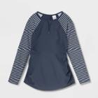 Long Sleeve Colorblock With Zip-front Rash Guard Maternity Top - Isabel Maternity By Ingrid & Isabel Striped