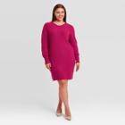 Women's Plus Size Long Sleeve Sweater Dress - Ava & Viv Pink X