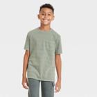 Boys' Textured Short Sleeve Striped T-shirt - Cat & Jack Olive Green