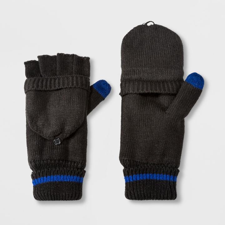 Men's Fold Over Mitten With Fleece Lined Mitten Clips - Goodfellow & Co Black