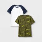 Boys' 2pk Short Sleeve Dino Print T-shirt - Cat & Jack Navy