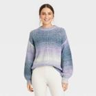 Women's Spacedye Crewneck Pullover Sweater - A New Day Blue