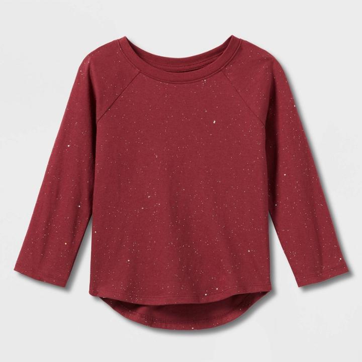 Toddler Girls' Sparkle Long Sleeve T-shirt - Cat & Jack Red