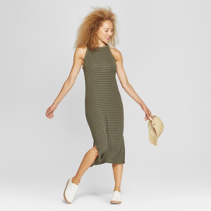 Women's Stripe Rib Dress - Universal Thread Olive