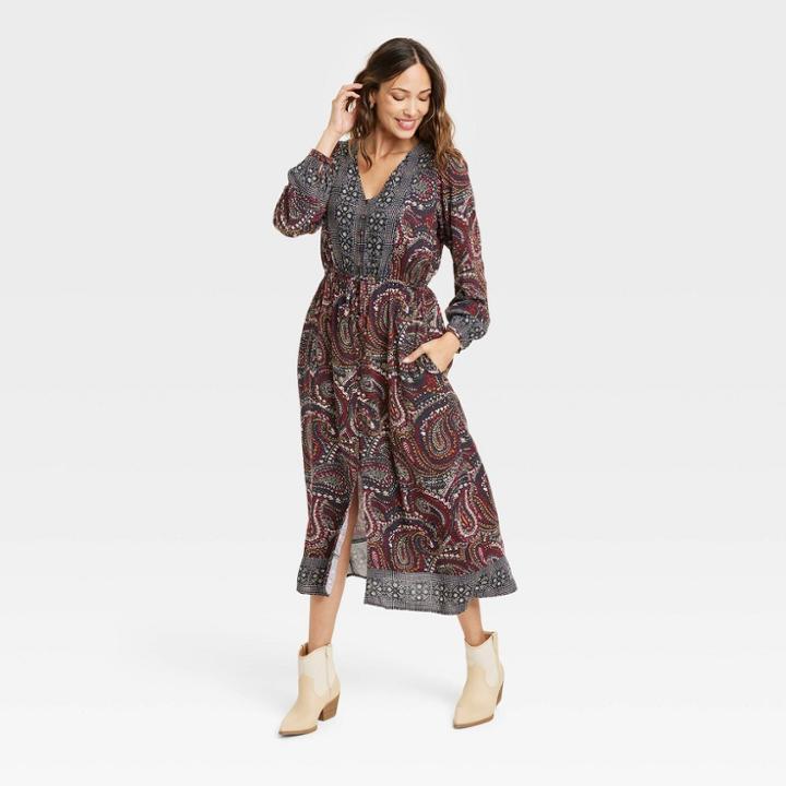 Women's Long Sleeve Button-front Dress - Knox Rose Blue