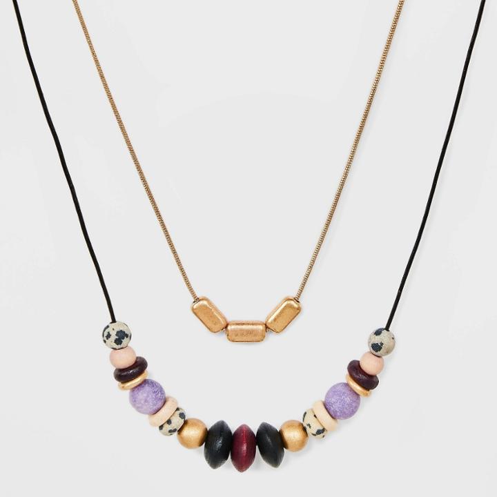 Semi-precious Lepidolite Dalmatian Jasper Multi-strand Necklace - Universal Thread