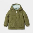 Toddler Long Sleeve Puffer Jacket - Cat & Jack Olive Green