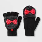 Girls' Disney Minnie Mouse Gloves - Black One Size, Girl's